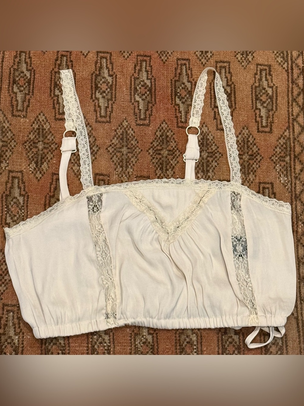 Urban Outfitters Cream Lace-Trim Crop Top